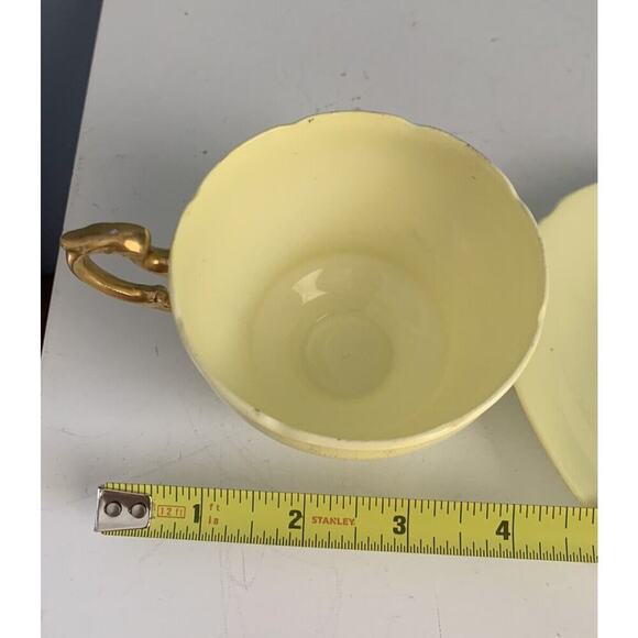Paragon Yellow Teacup & Saucer Double Warrant Demitasse Gold HM Queen Vintage - Picture 11 of 12